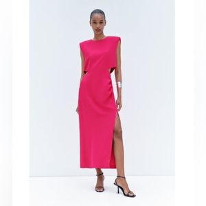 Zara cut out midi dress in fuchsia size large